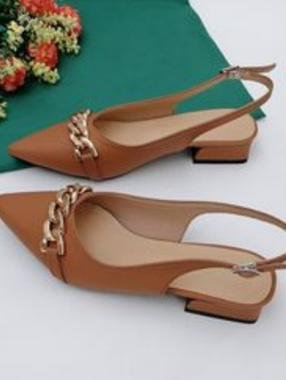 Cognac Point Toe Mules